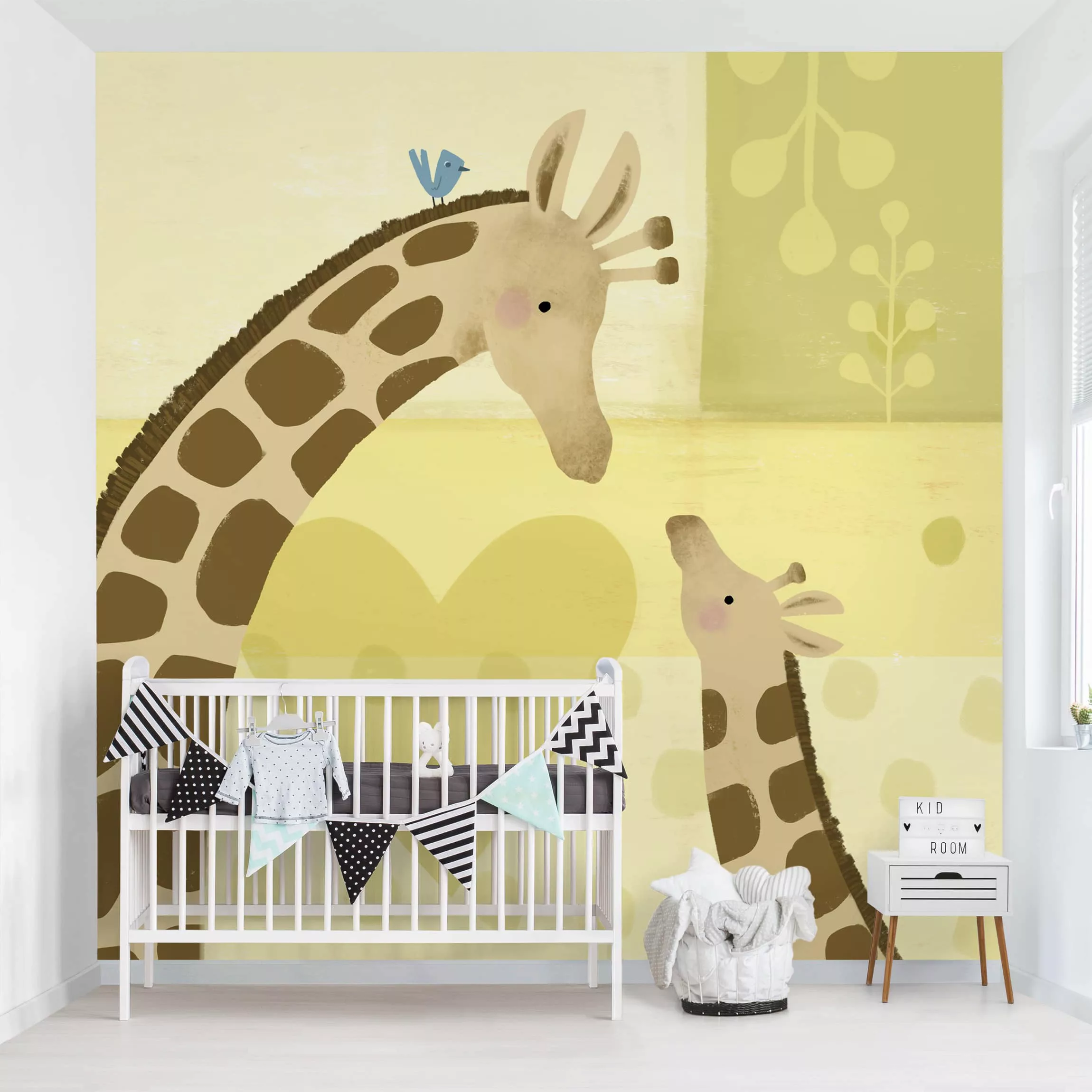 Bilderwelten Kindertapete Mama und ich - Giraffen gelb Gr. 192 x 192 günstig online kaufen