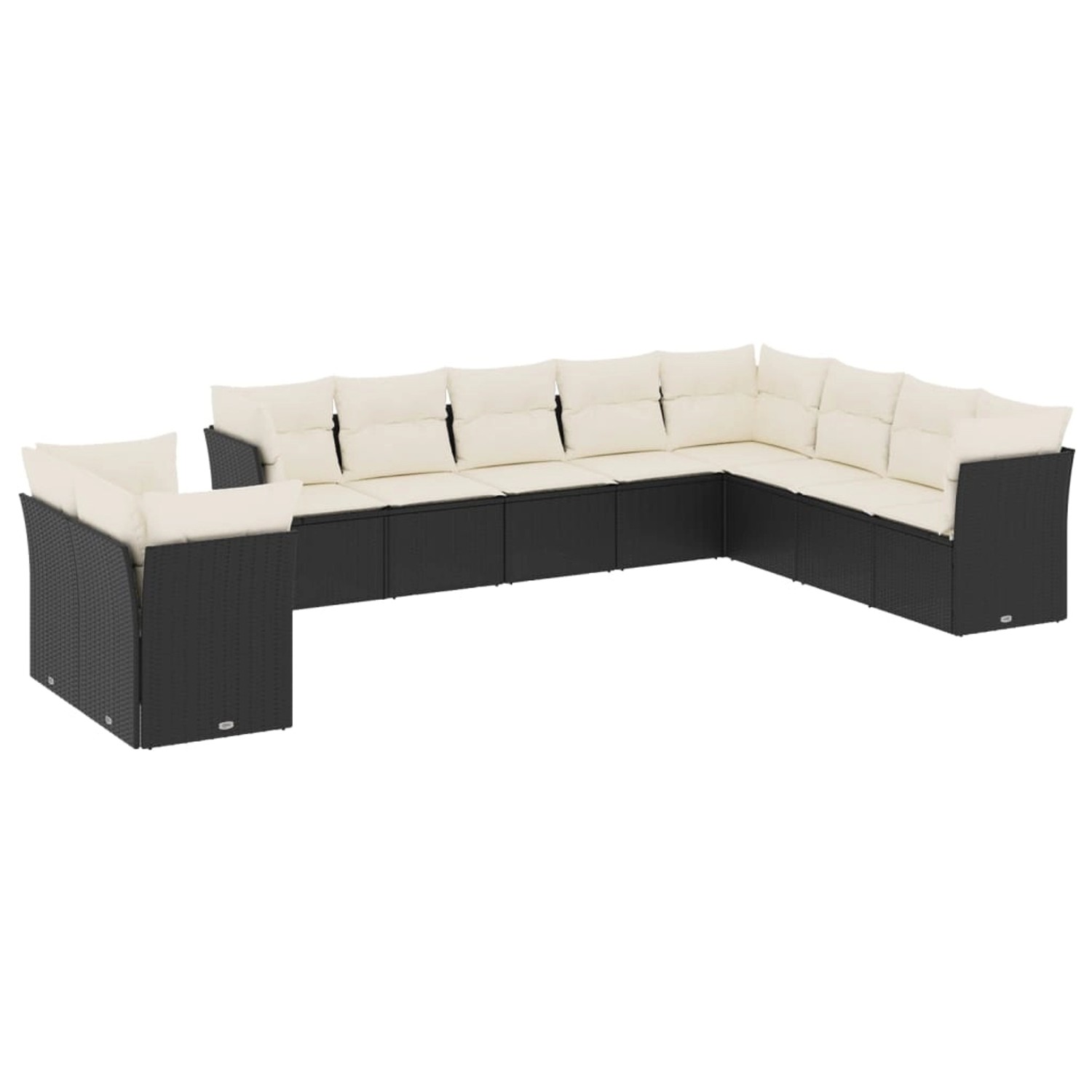 vidaXL 10-Tlg Garten-Sofagarnitur mit Kissen Schwarz Poly Rattan 3249695 günstig online kaufen