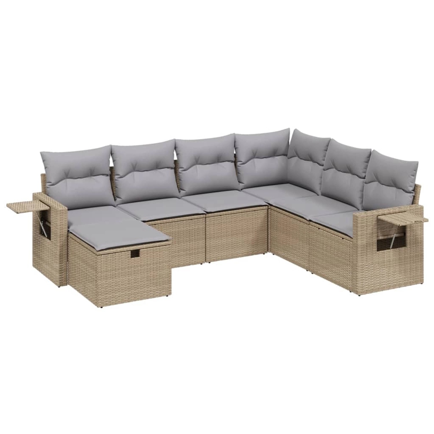 vidaXL 7-tlg Garten-Sofagarnitur mit Kissen Beige Poly Rattan Modell 220 günstig online kaufen