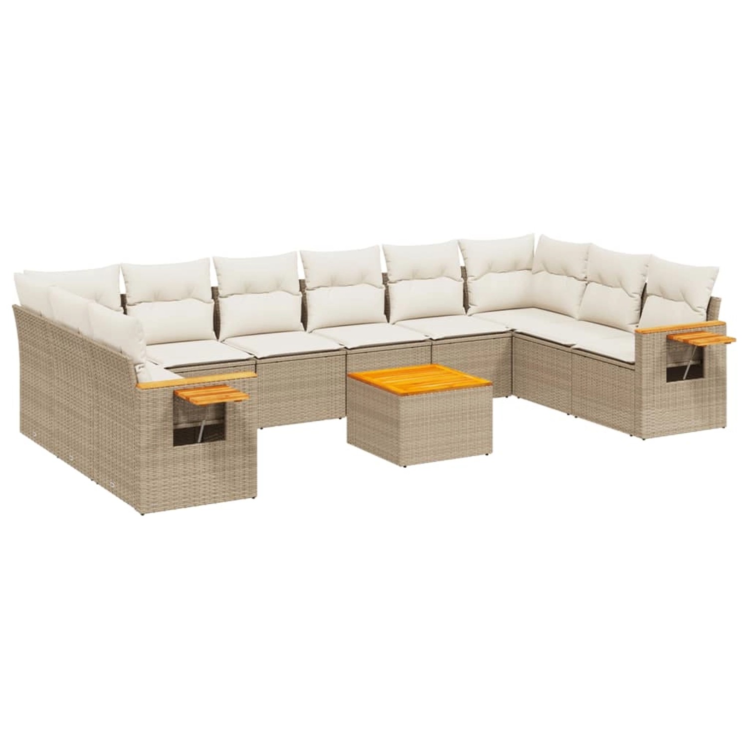vidaXL 11-Tlg Garten-Sofagarnitur mit Kissen Beige Poly Rattan 3259573 günstig online kaufen