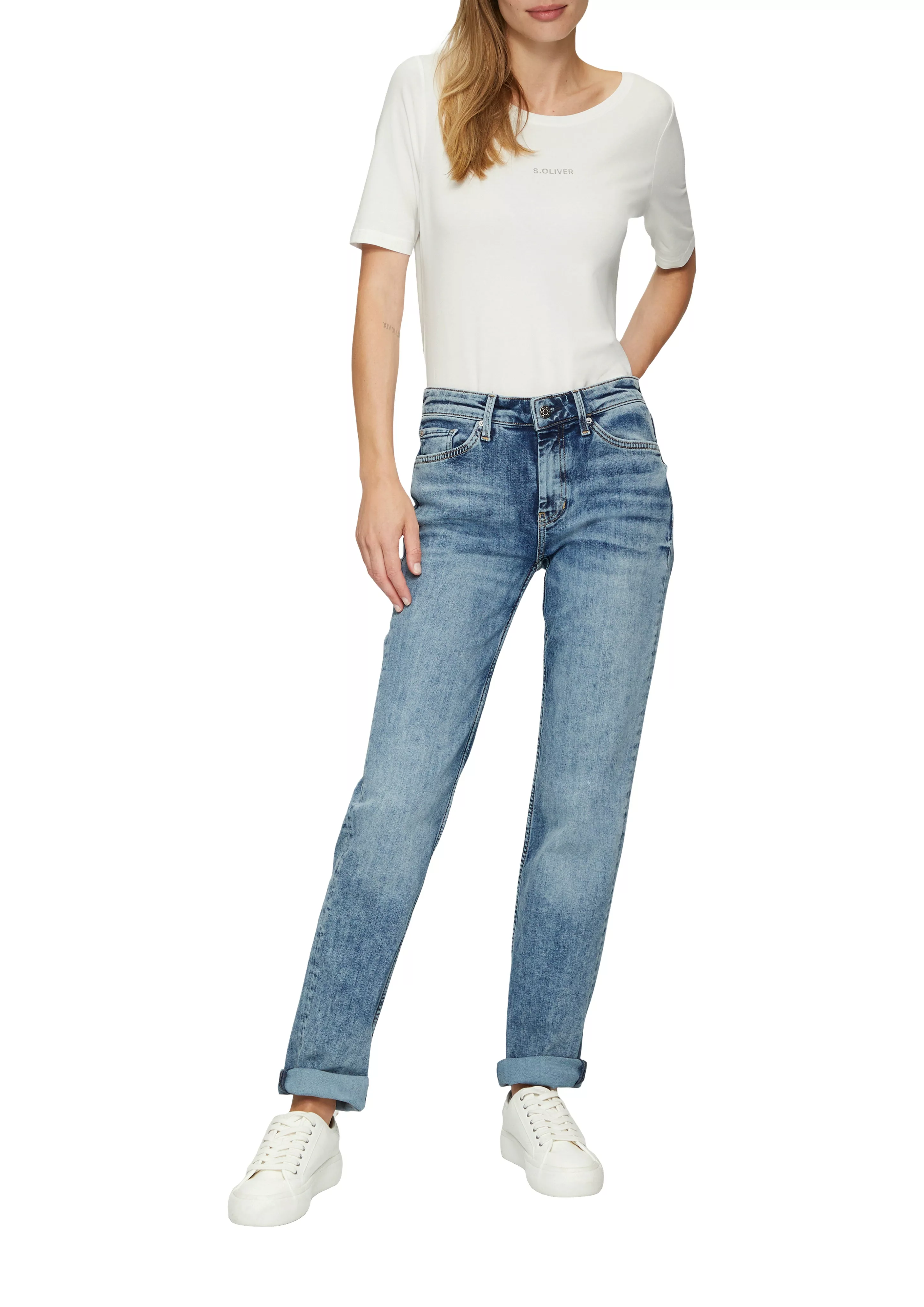 s.Oliver Gerade Jeans s.Oliver - Jeans Karolin - Regular Fit, Mid Rise, Str günstig online kaufen