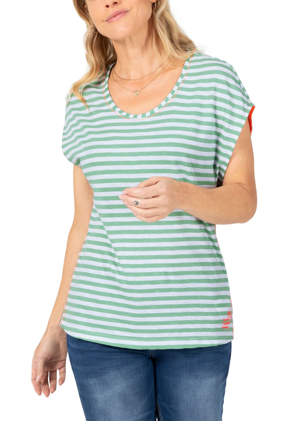 TIMEZONE Damen STRIPED ROUND NECK T-SHIRT - Regular Fit günstig online kaufen