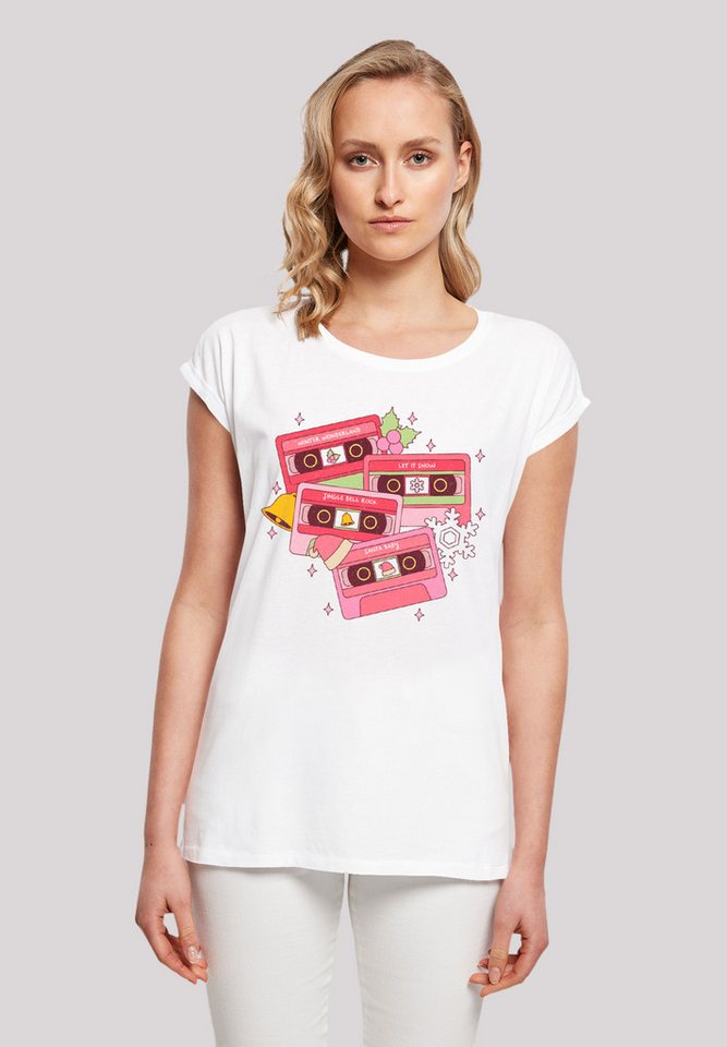 F4NT4STIC T-Shirt Weihnachten Retro Song Tapes Pink Premium Qualität, Weihn günstig online kaufen