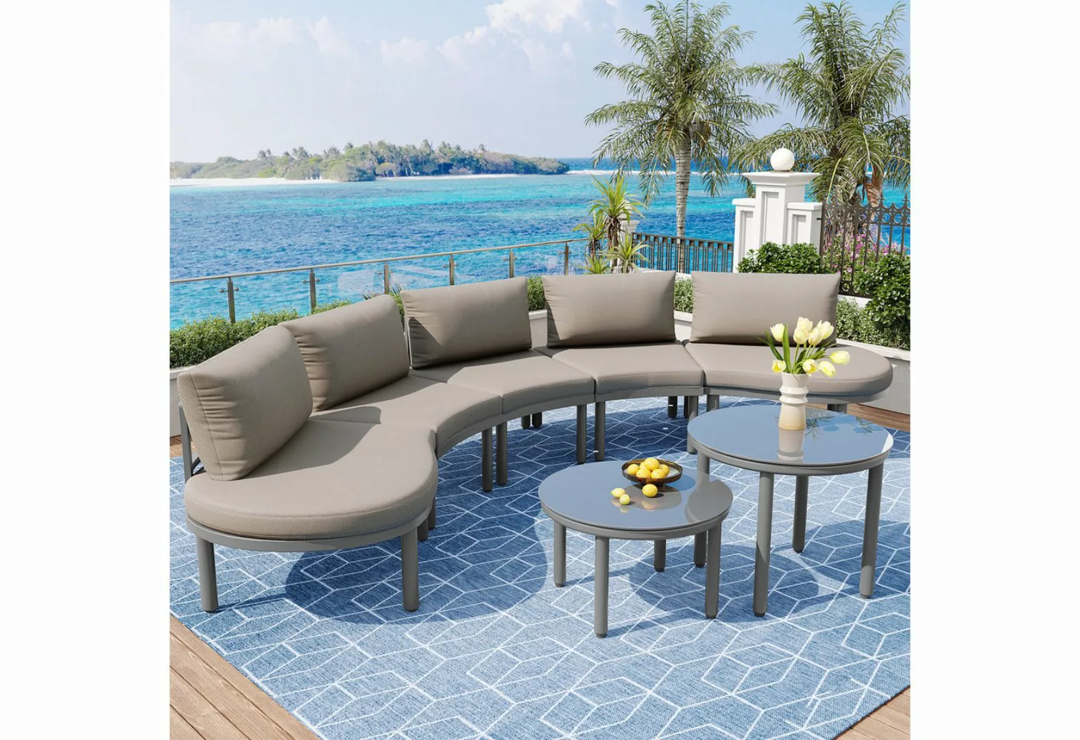 MODFU Sofa Outdoor Garten-Lounge-Set,mit verzinktem Eisengestell, Gartenmöb günstig online kaufen