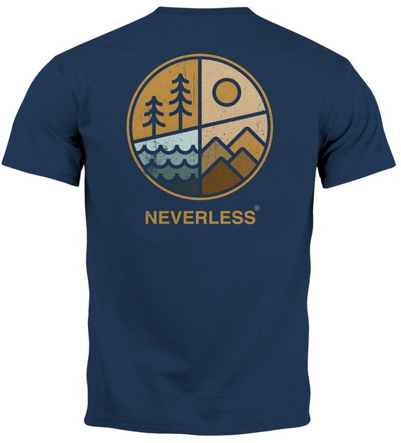 Neverless Print-Shirt Herren T-Shirt Backprint Natur Grafik Berge Wald Adve günstig online kaufen