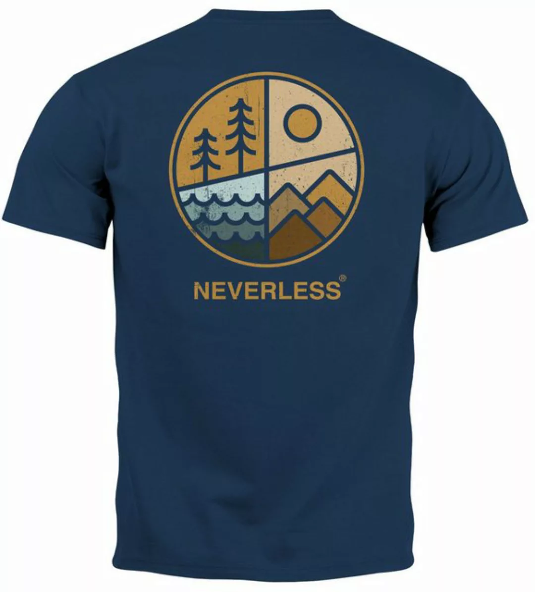 Neverless Print-Shirt Herren T-Shirt Backprint Natur Grafik Berge Wald Adve günstig online kaufen