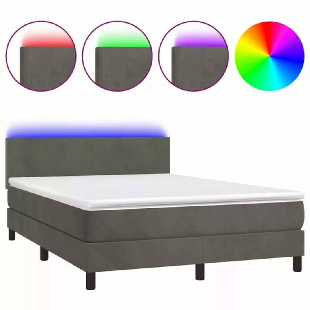 vidaXL Boxspringbett Bett Boxspringbett mit Matratze & LED Samt (140 x 190 günstig online kaufen