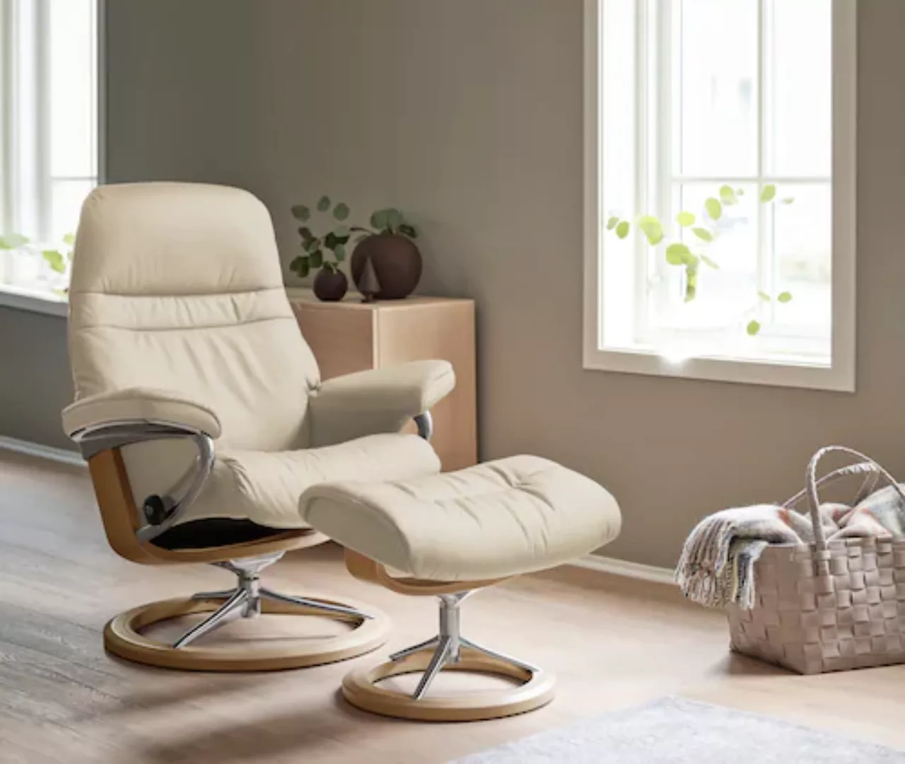 Stressless® Relaxsessel »Sunrise«, (Set, Relaxsessel mit Hocker), mit Signa günstig online kaufen