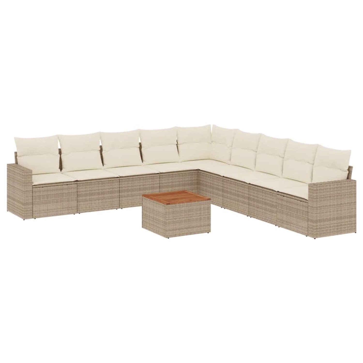 vidaXL 10-Tlg Garten-Sofagarnitur mit Kissen Beige Poly Rattan 3224168 günstig online kaufen