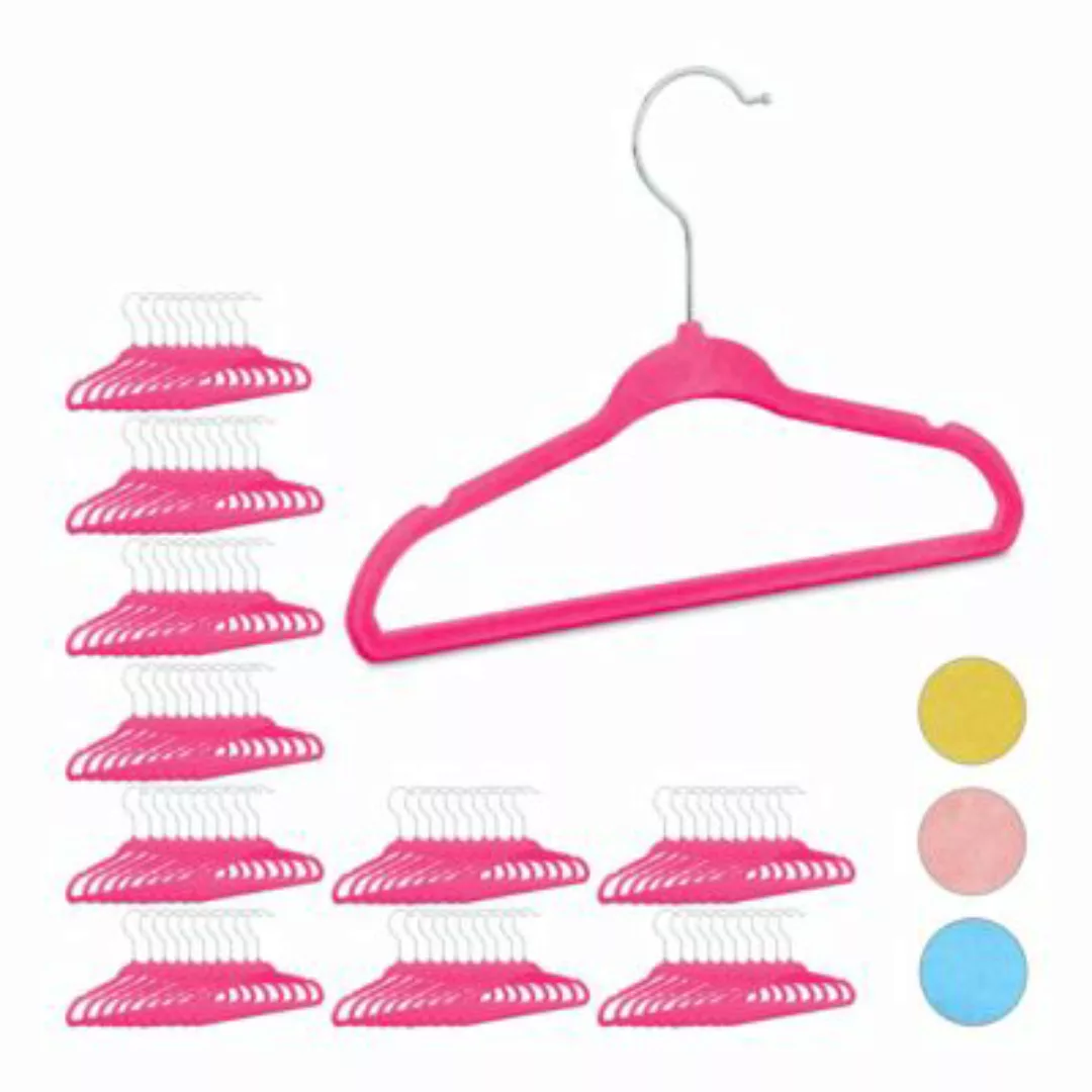 relaxdays 100 x Kleiderbügel Kinder pink günstig online kaufen
