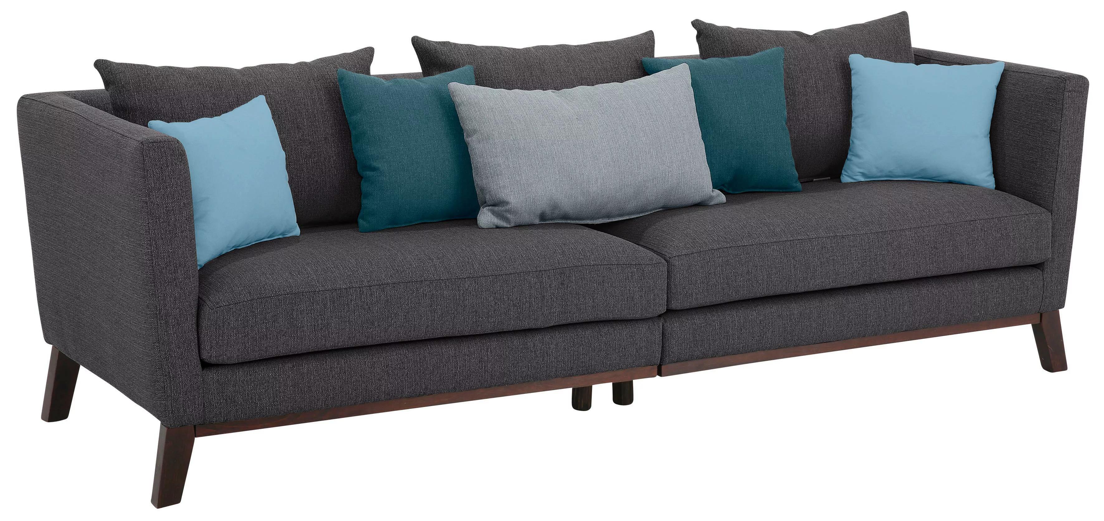 Home affaire Big-Sofa "Kim", mit Holzbeinen und vielen losen Kissen günstig online kaufen