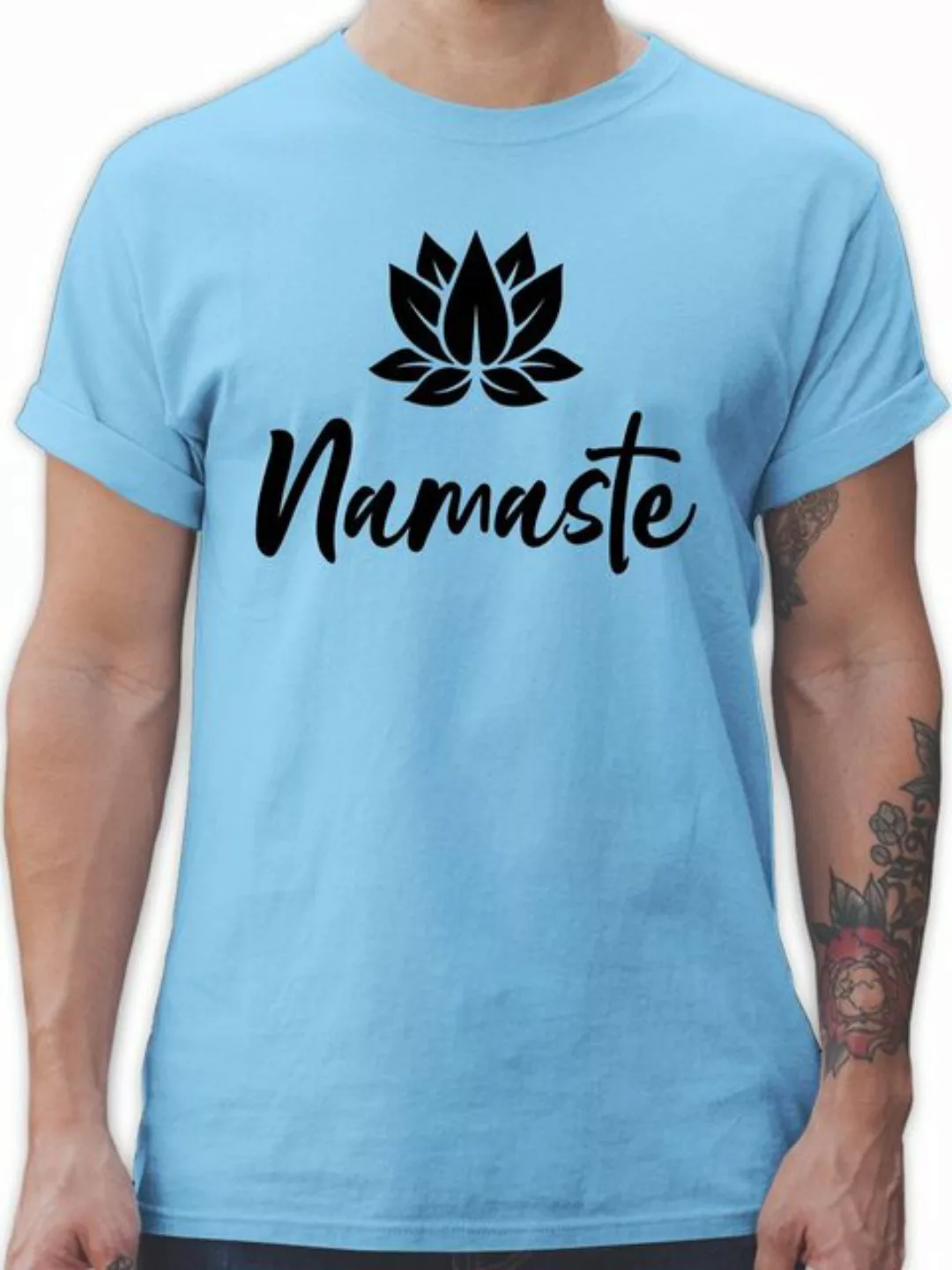 Shirtracer T-Shirt Namaste mit Lotusblüte schwarz Yoga und Wellness Geschen günstig online kaufen