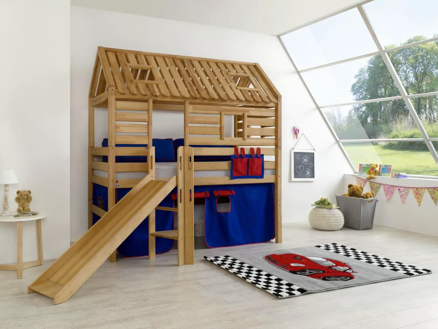 58 aufm Kessel Bettgestell Spielbett Gerty 208x186x222 Hochbett Massivholz günstig online kaufen