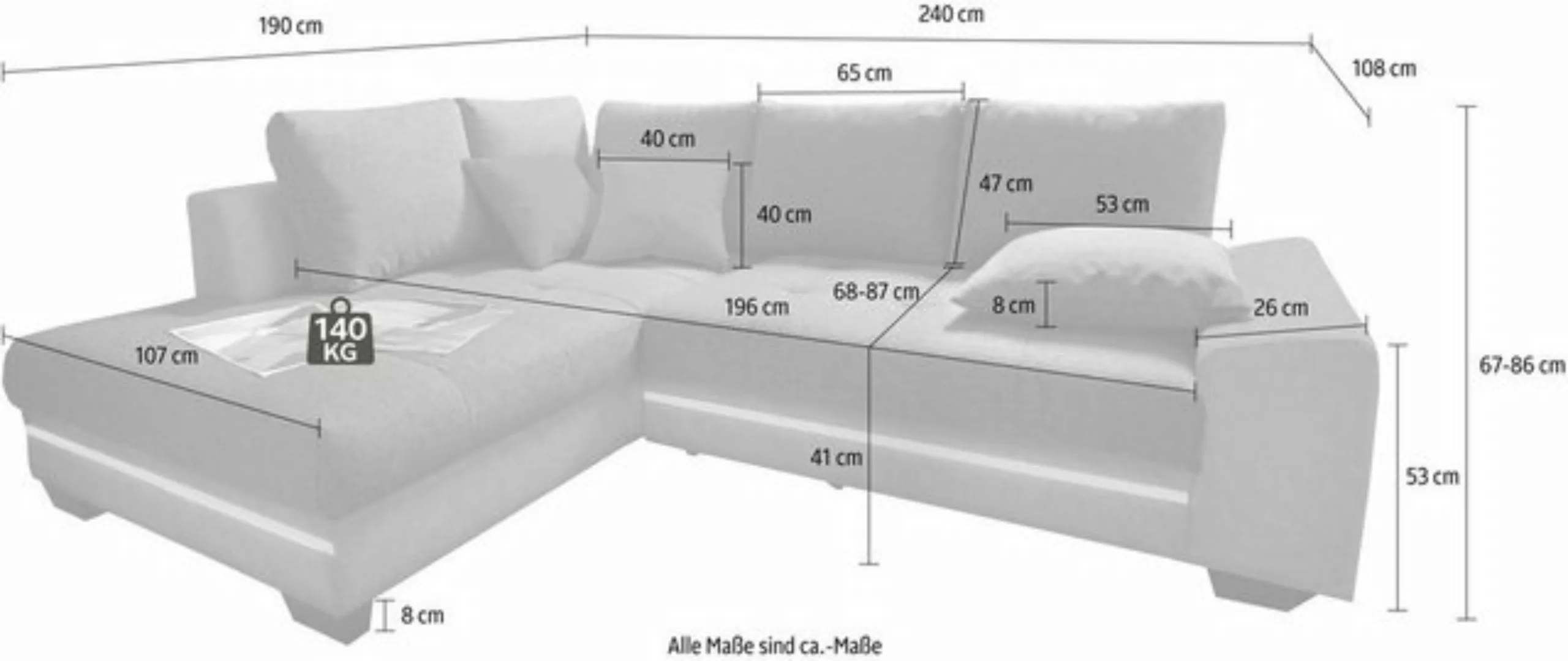 Mr. Couch Ecksofa Nikita, wahlweise mit Kaltschaum (140kg Belastung/Sitz), günstig online kaufen