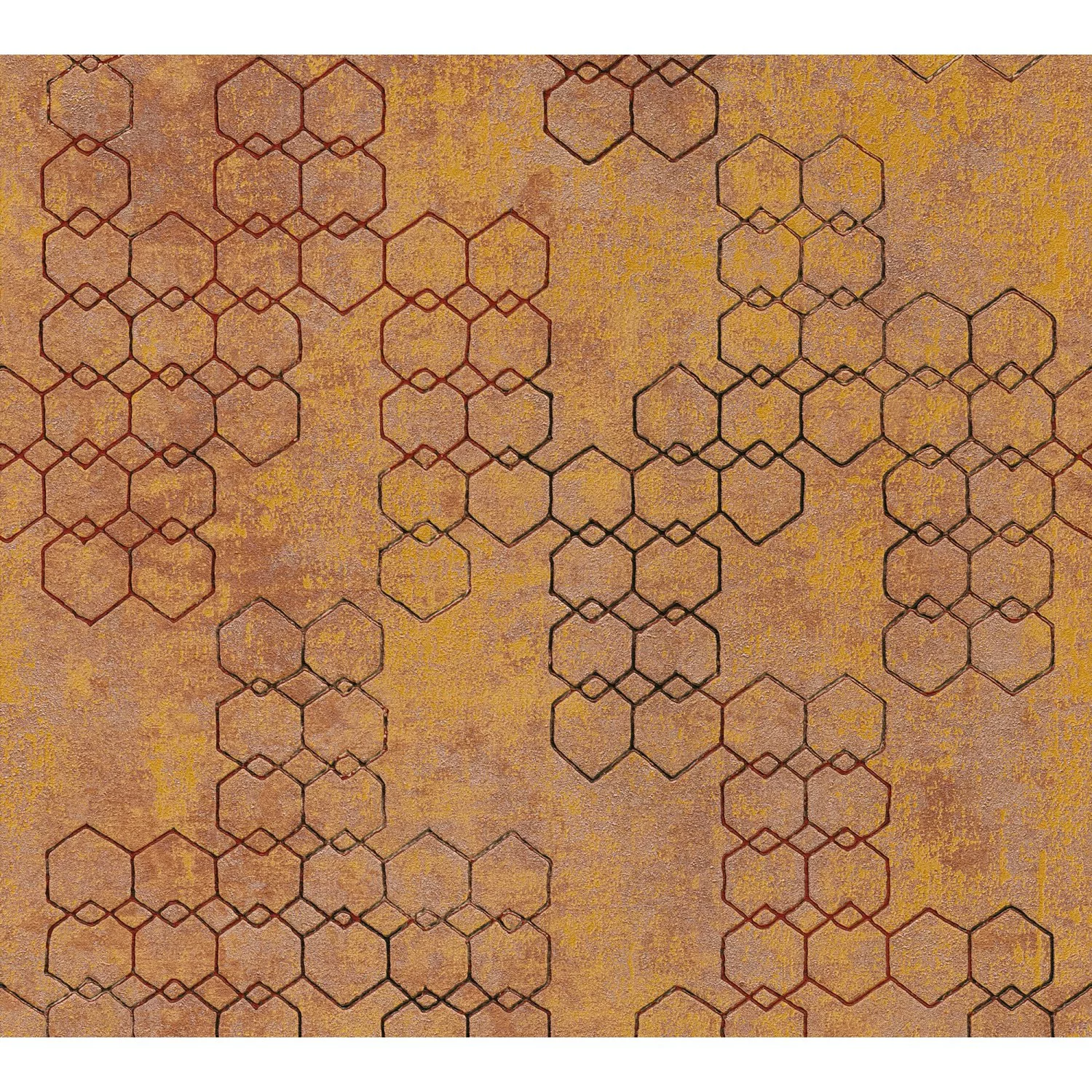 Bricoflor Industrial Vliestapete in Schwarz Gold Metallic Tapete mit Hexago günstig online kaufen
