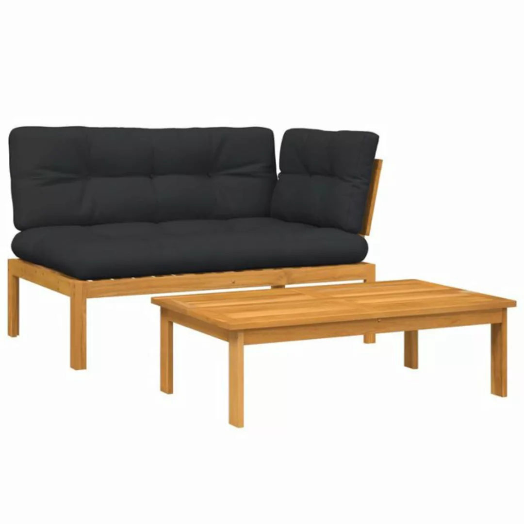 vidaXL Loungesofa 2-tlg. Garten-Sofagarnitur aus Paletten mit Kissen Akazie günstig online kaufen