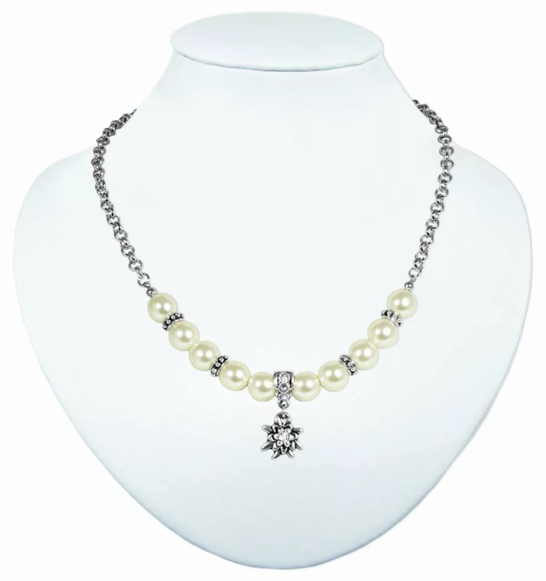 LUISIA® Perlenkette Halbperlenkette "Juliana" mit Edelweißanhänger günstig online kaufen