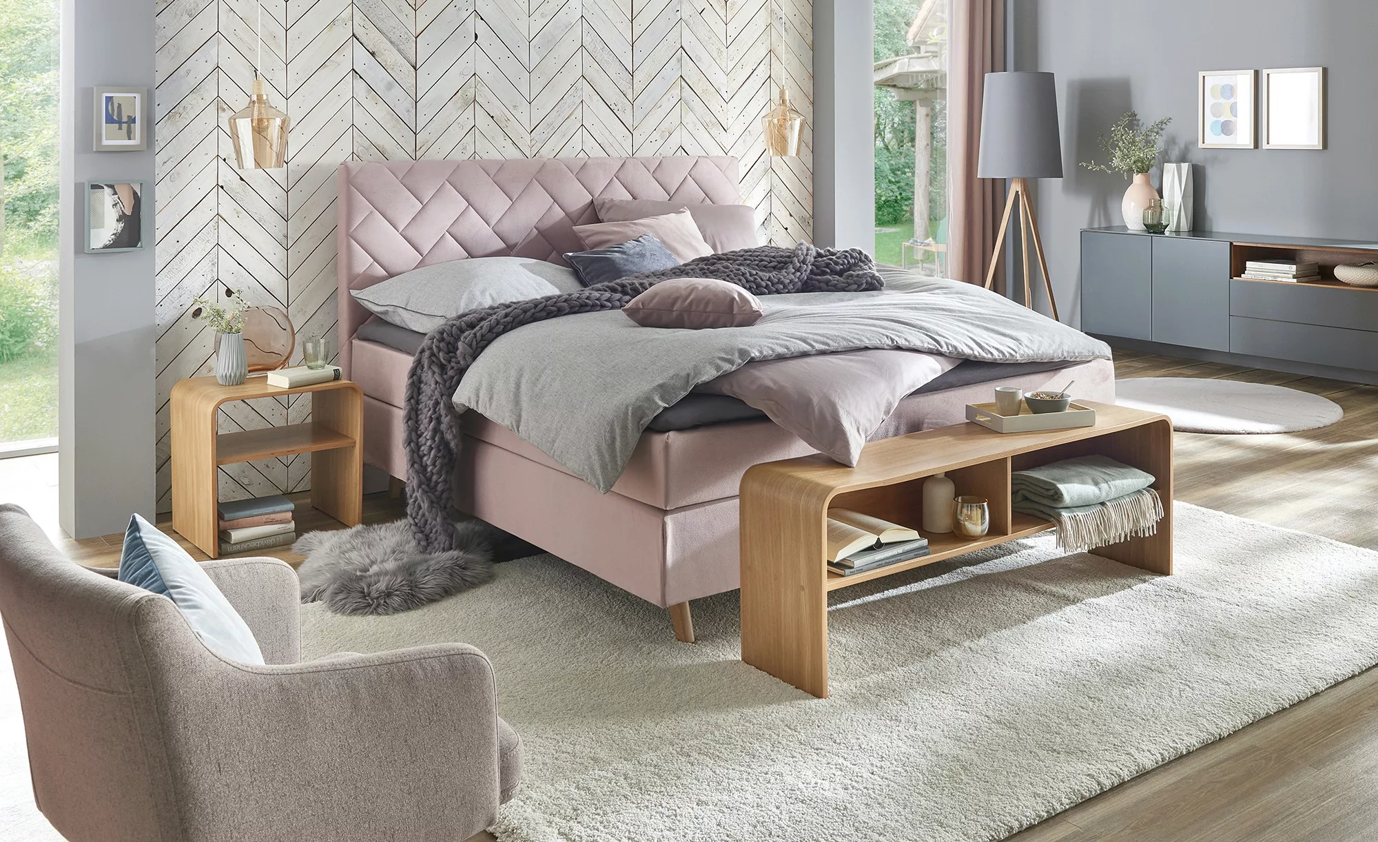 Boxspringbett  Weave ¦ rosa/pink ¦ Maße (cm): B: 160 H: 122 Betten > Boxspr günstig online kaufen