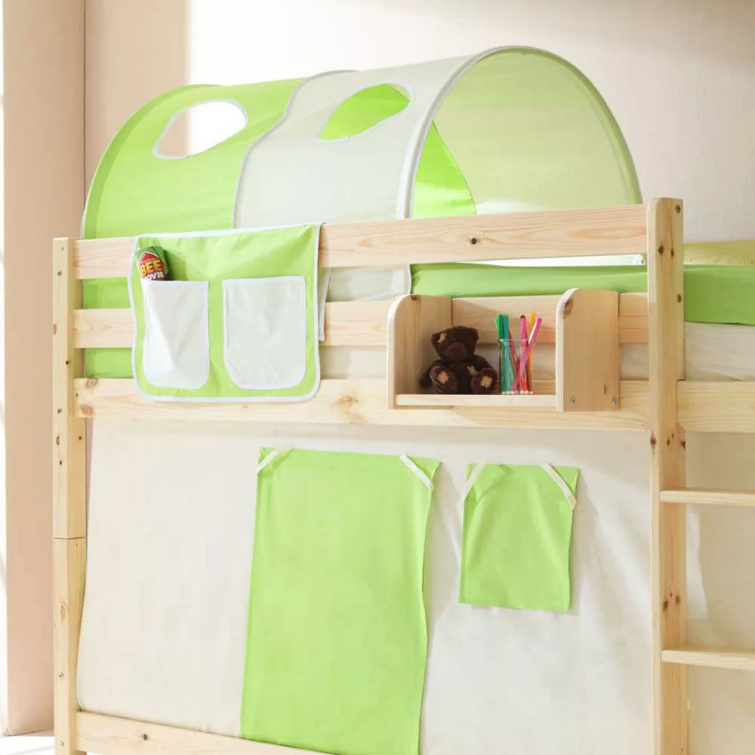 Kinderetagenbett aus Kiefer Massivholz und Tunnel günstig online kaufen
