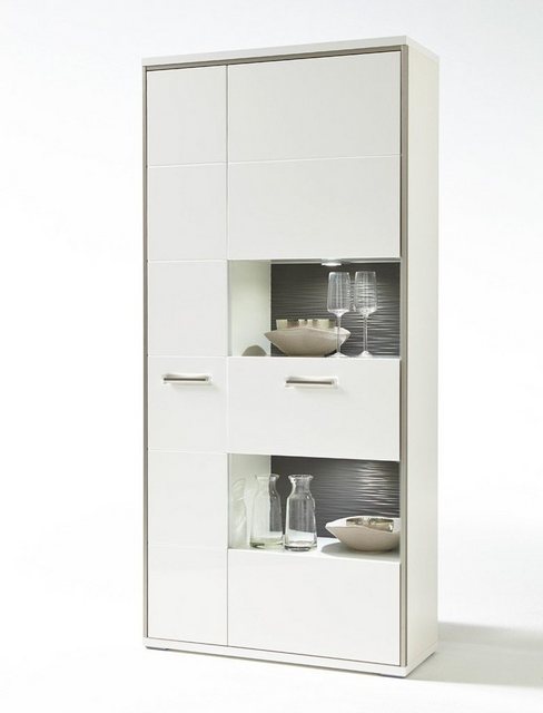 expendio Vitrine Travis 5 weiß Hochglanz 94x201x38 cm vormontiert Beleuchtu günstig online kaufen