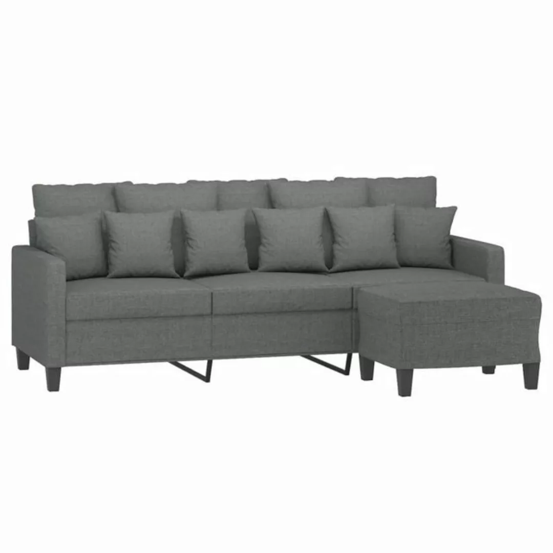 vidaXL Sofa 3-Sitzer-Sofa mit Hocker Dunkelgrau 180 cm Stoff günstig online kaufen