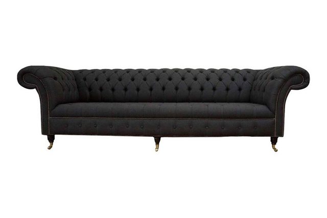 Xlmoebel Sofa Dunkles Chesterfield 4-Sitzer Polster-Lounge Sofa fürs Wohnzi günstig online kaufen