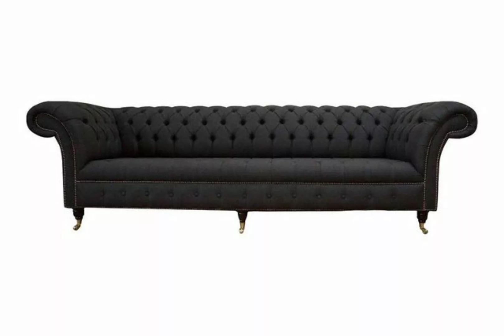 Xlmoebel Sofa Dunkles Chesterfield 4-Sitzer Polster-Lounge Sofa fürs Wohnzi günstig online kaufen