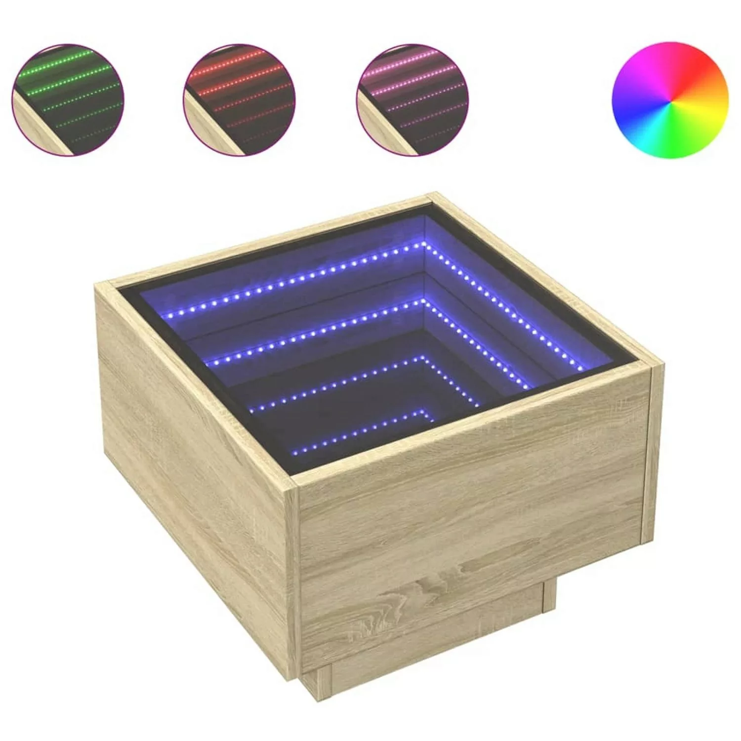 vidaXL Beistelltisch mit LED Sonoma Eiche 40x40x30 cm Holzwerkstoff günstig online kaufen