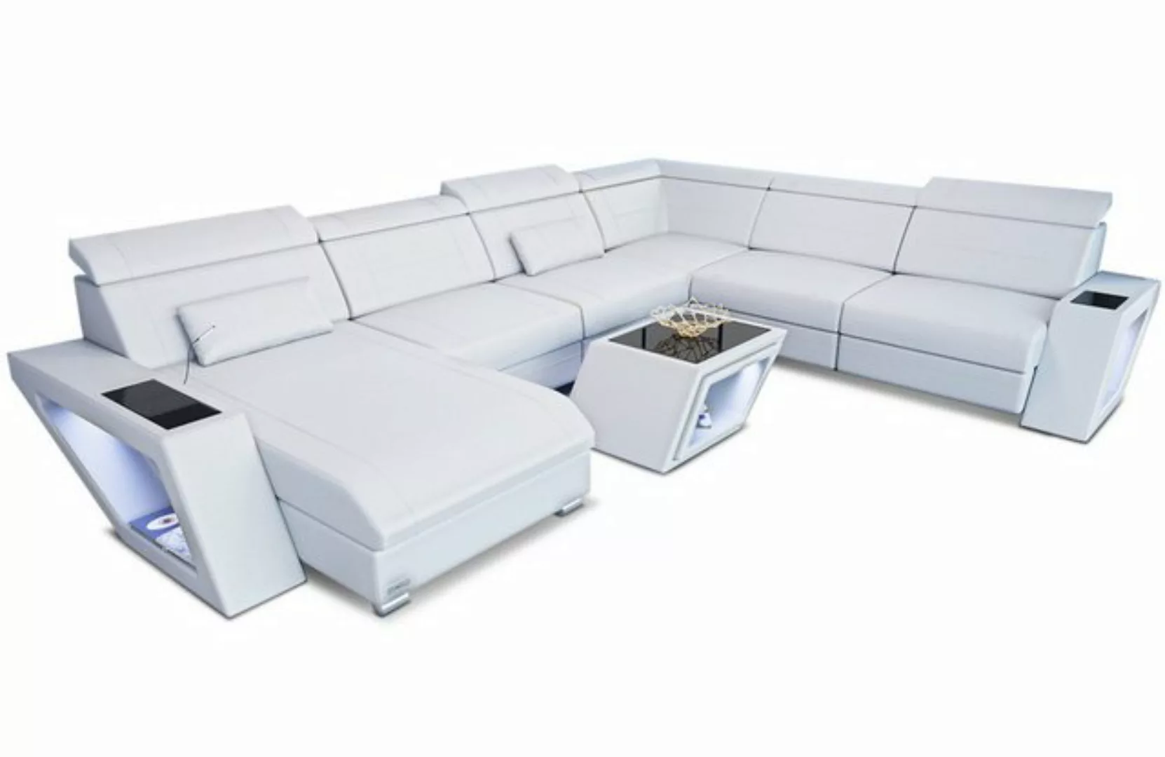 Sofa Dreams Wohnlandschaft Leder Sofa Couch Catania XXL U Form Ledersofa, m günstig online kaufen