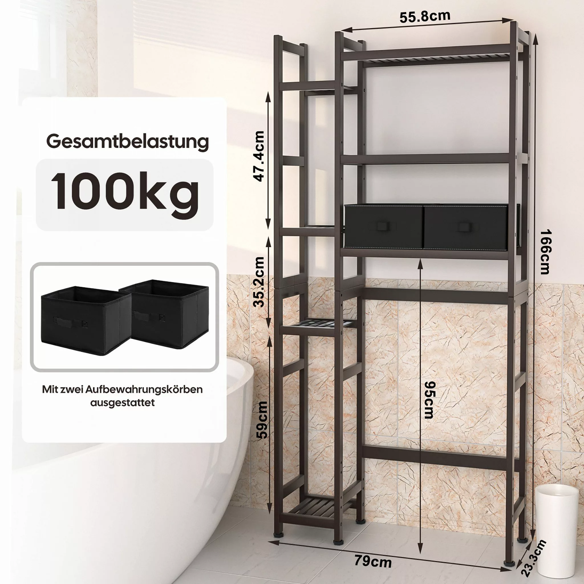 Yorbay Badregal Bambus Toilettenregal mit 7 günstig online kaufen