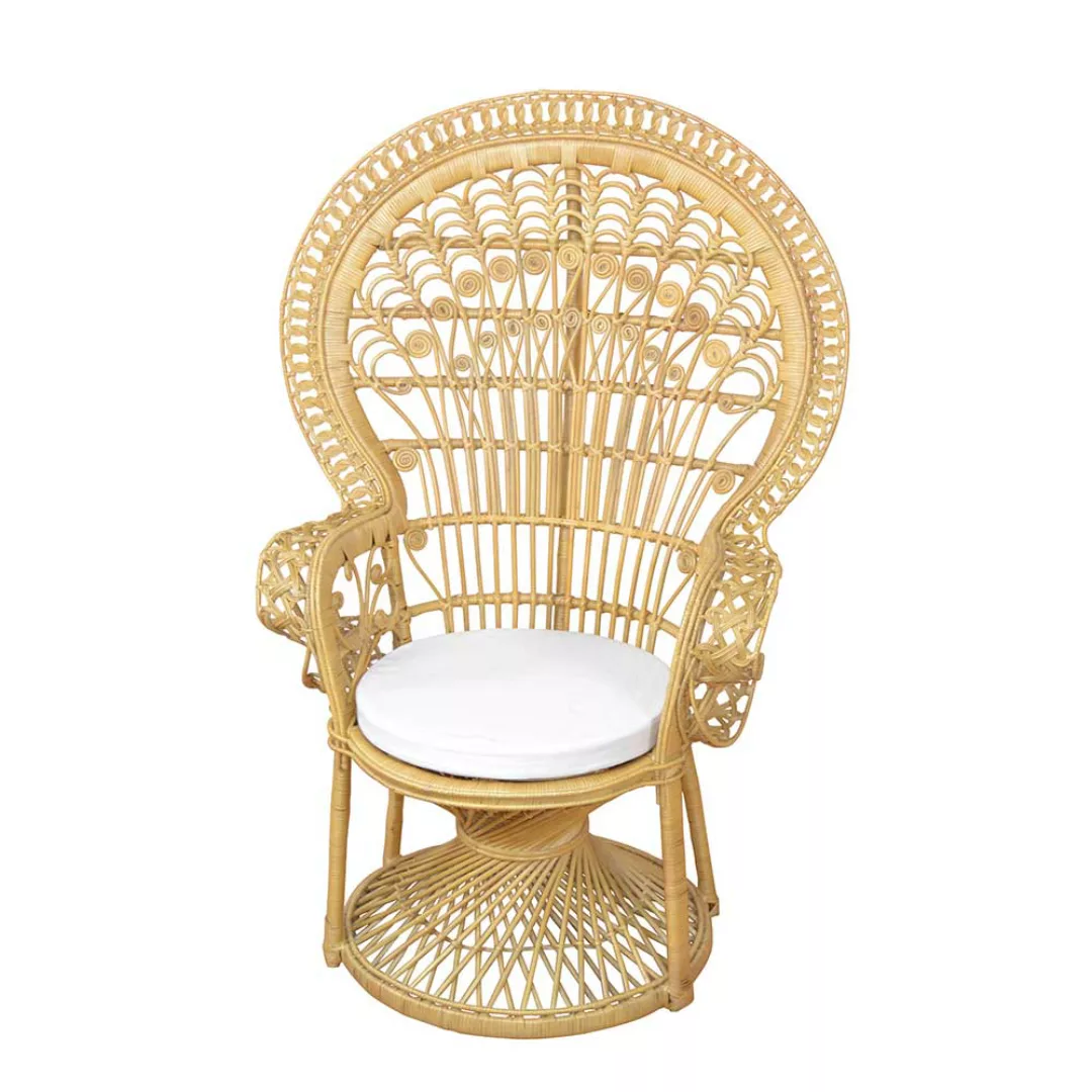 Pfauenthron in Beige Rattan günstig online kaufen