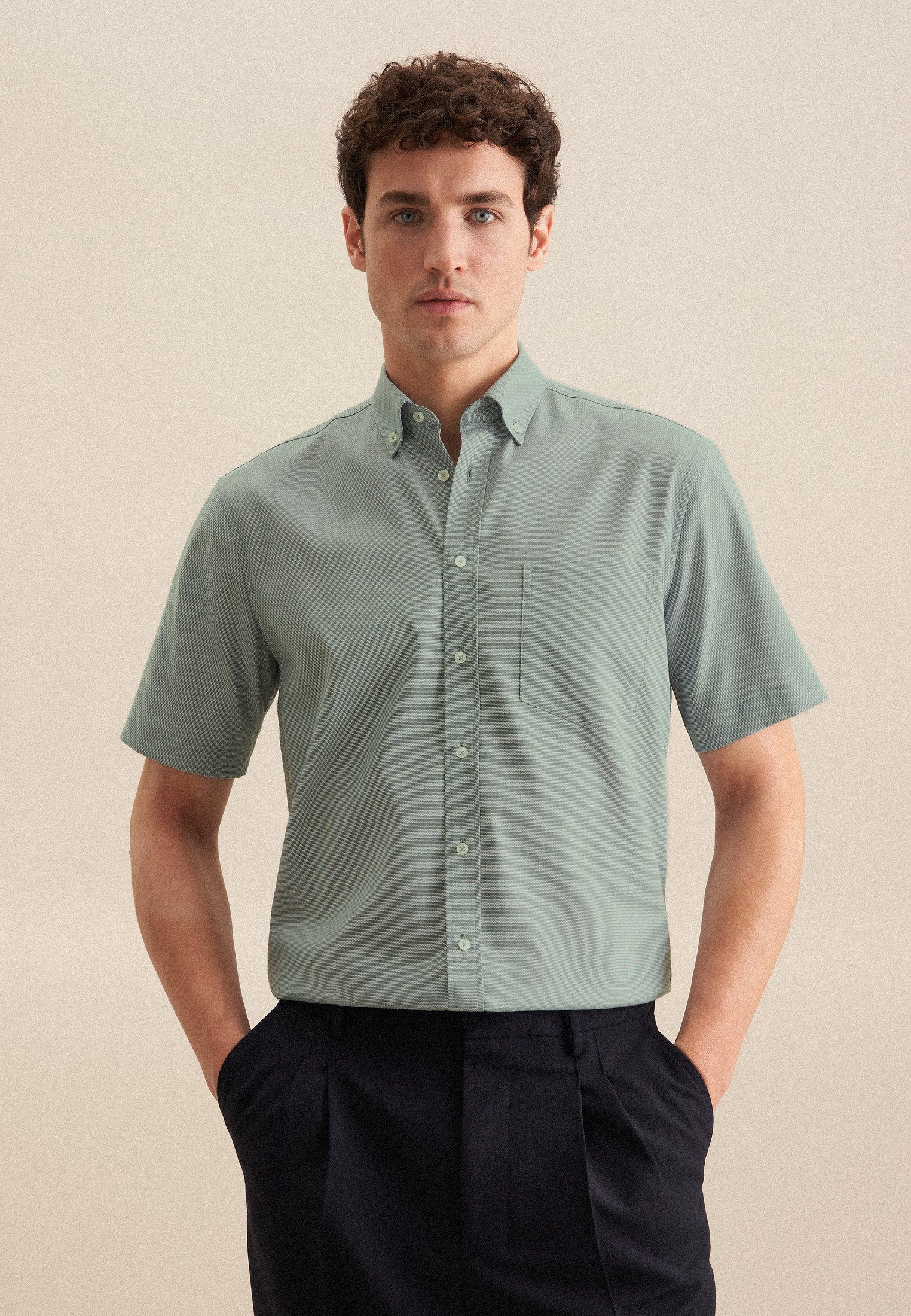 seidensticker Businesshemd "Regular", Regular 1/2 Button-Down-Kragen Strukt günstig online kaufen