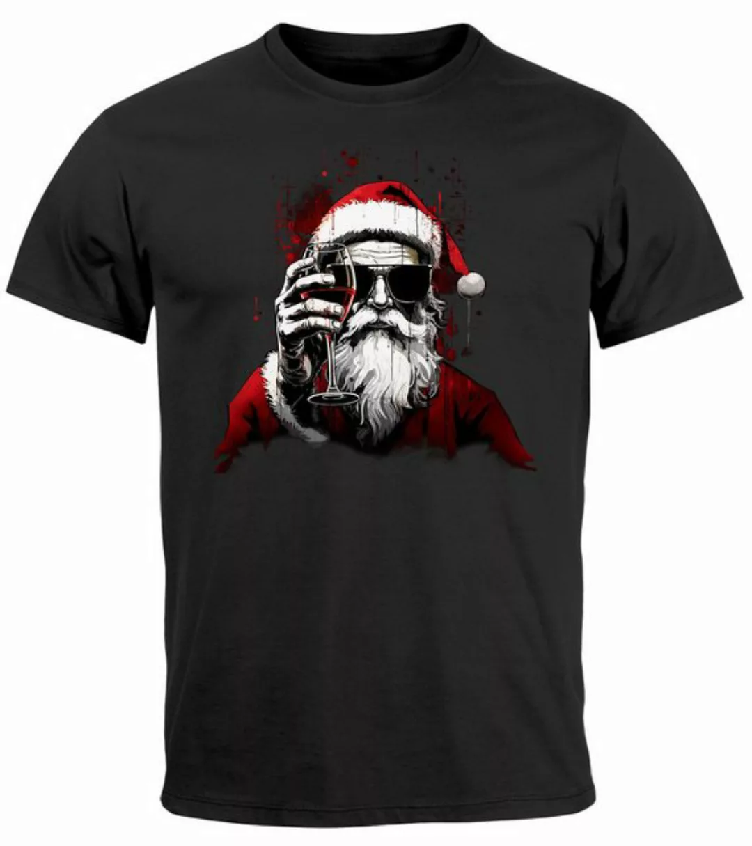 MoonWorks Print-Shirt Herren T-Shirt Weihnachten Weihnachtsmann Alkohol Wei günstig online kaufen