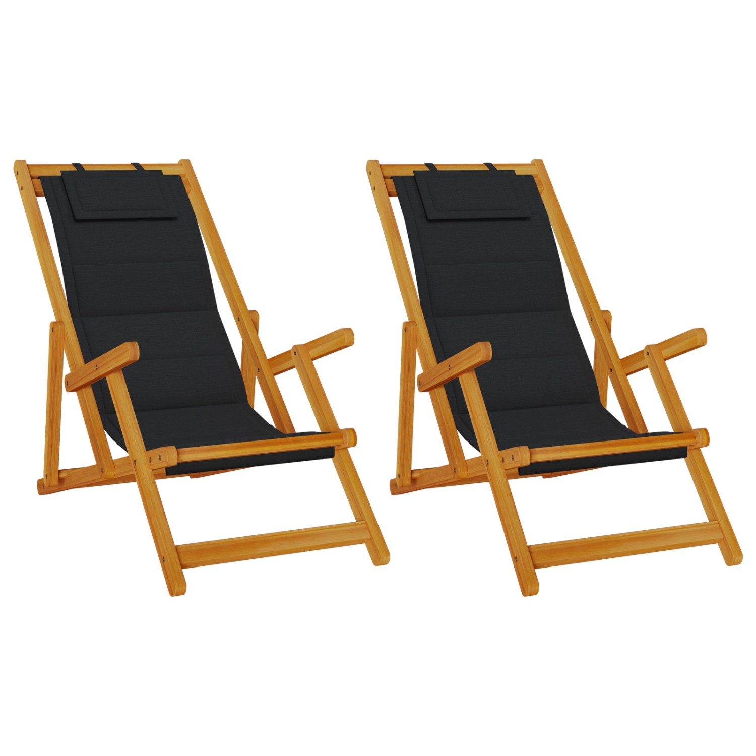 vidaXL Strandstühle 2 Stk Klappbar Schwarz Akazienholz & Textilene 3325140 günstig online kaufen