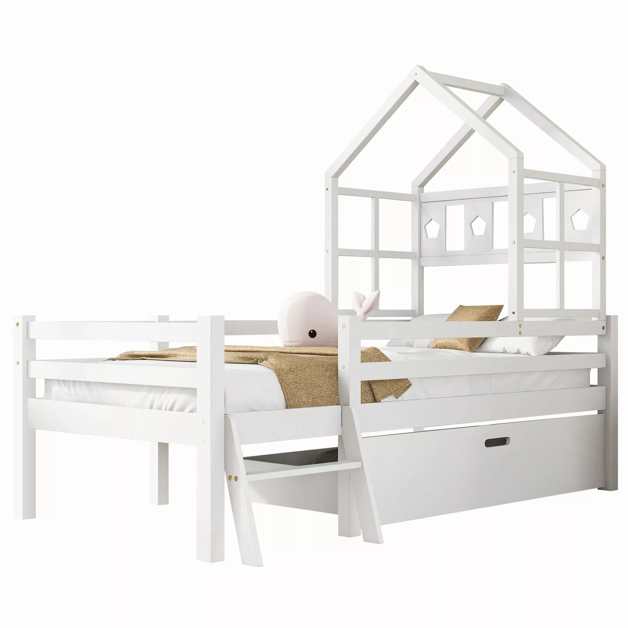 BlingBin Kinderbett Hausbett Hochbett mit Schubladen günstig online kaufen