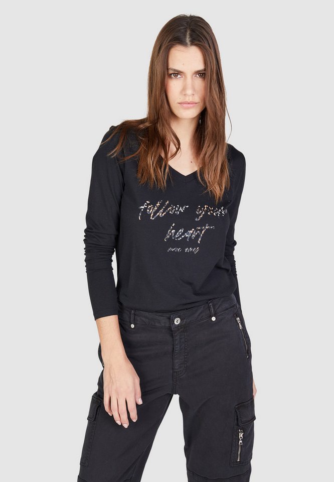 MARC AUREL Langarmshirt mit FOLLOW YOUR HEART Print günstig online kaufen