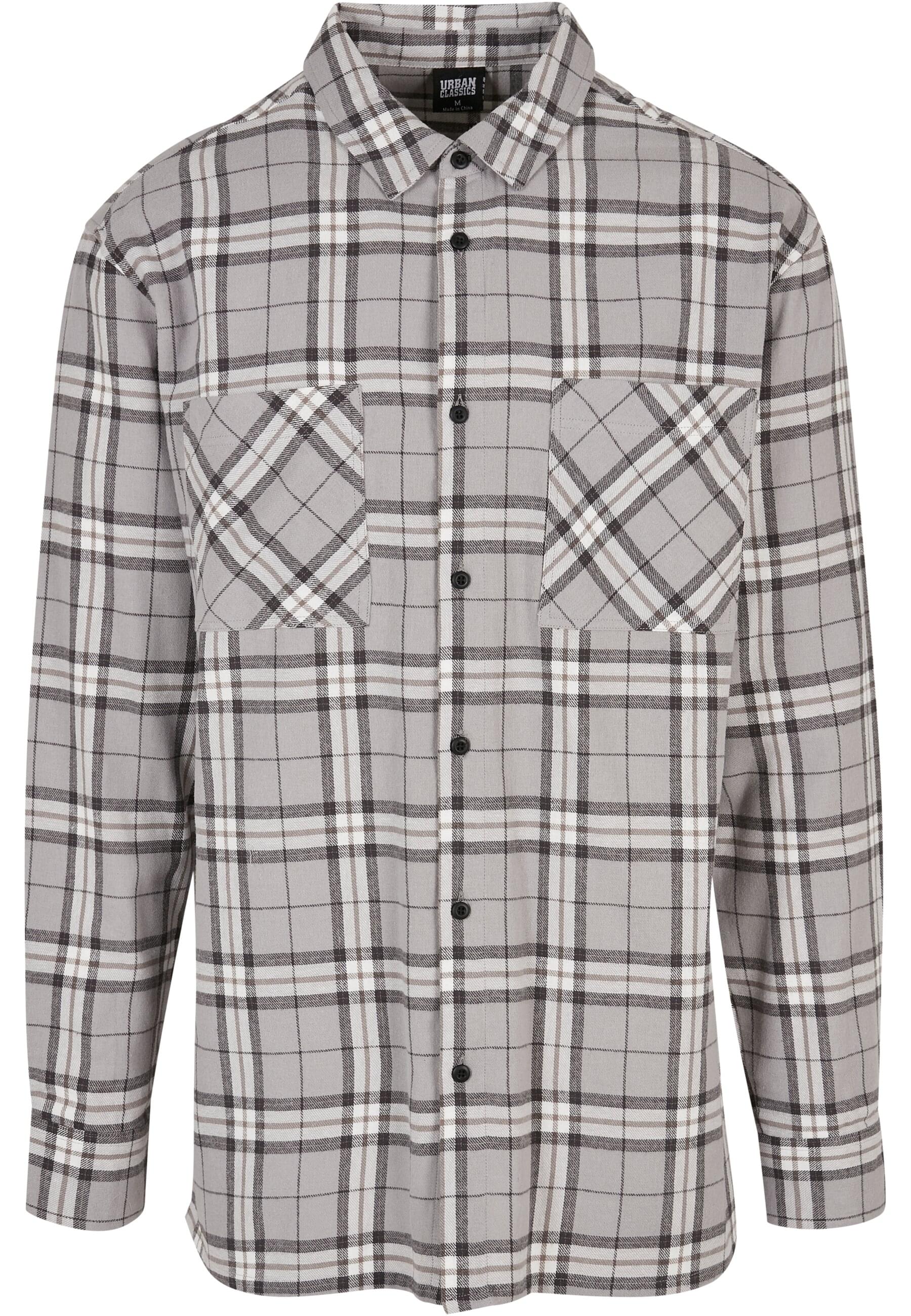 URBAN CLASSICS Langarmhemd "Urban Classics Herren Long Oversized Grey Check günstig online kaufen