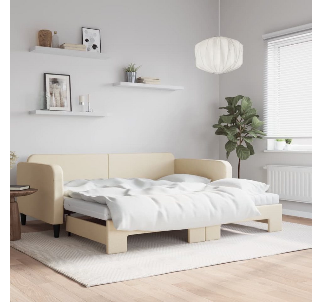 vidaXL Gästebett Gästebett Tagesbett Ausziehbar mit Matratzen Creme 100x200 günstig online kaufen