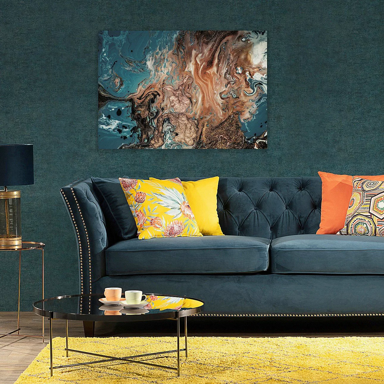 Leinwandbild Puring Blue&Gold, 50 x 70 cm günstig online kaufen