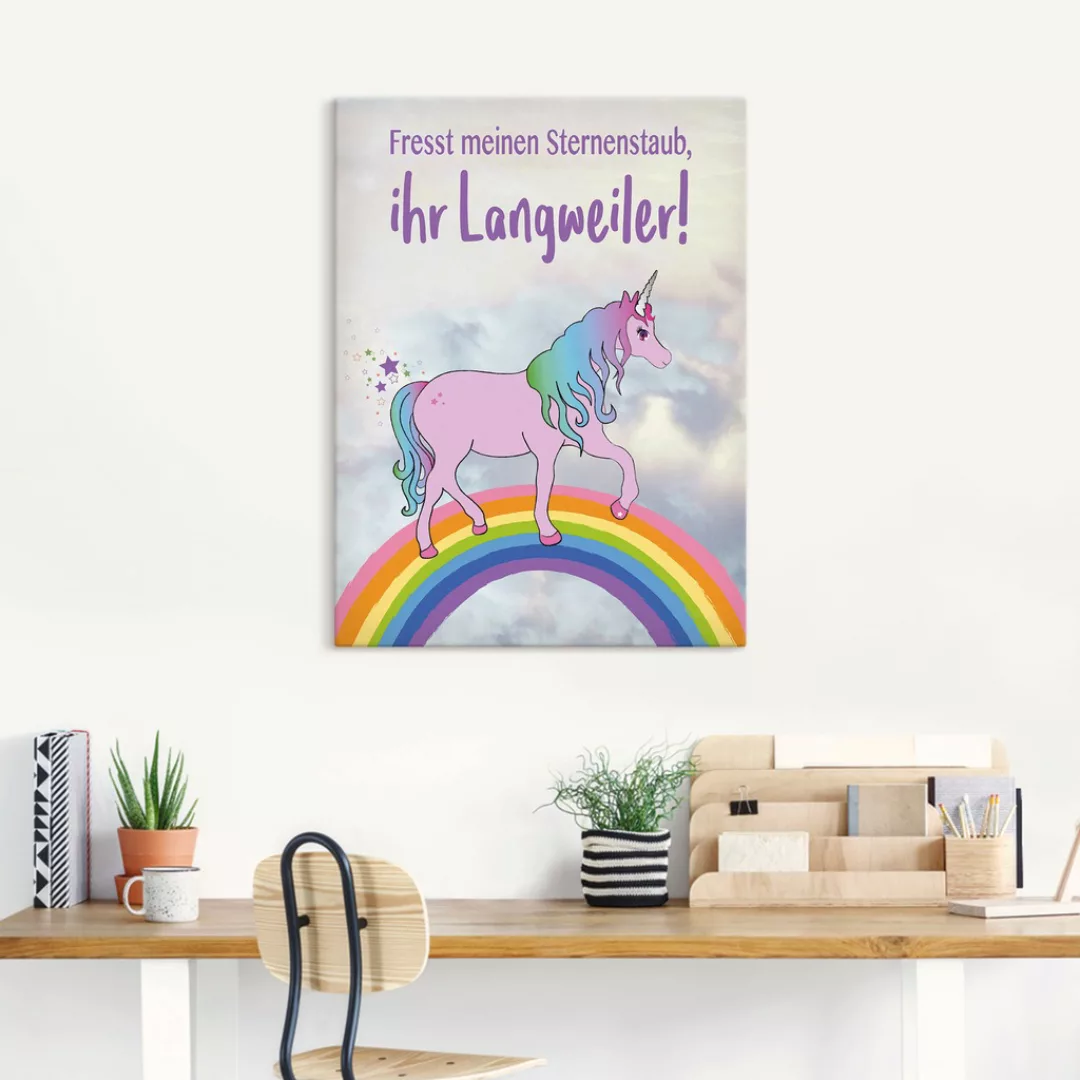 Artland Leinwandbild "Einhorn fresst meinen Sternenstaub", Animal Fantasy, günstig online kaufen