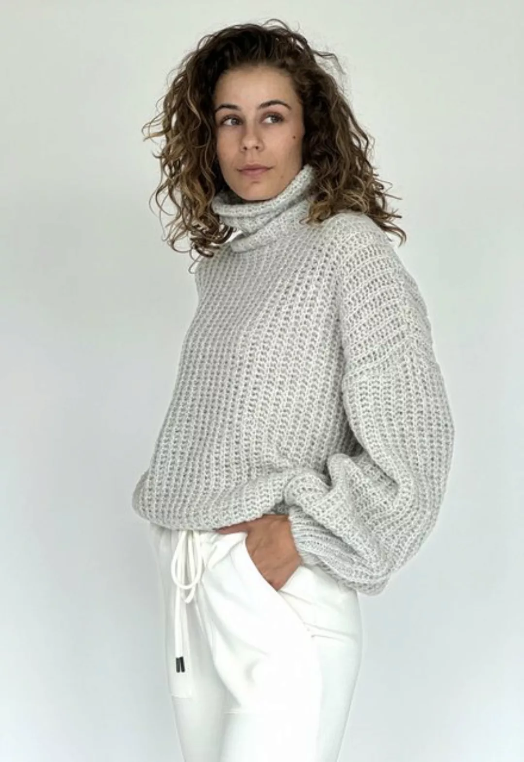 Zuckerwatte Rollkragenpullover Rippstrickoptik aus Viskosemix mit Elasthan günstig online kaufen