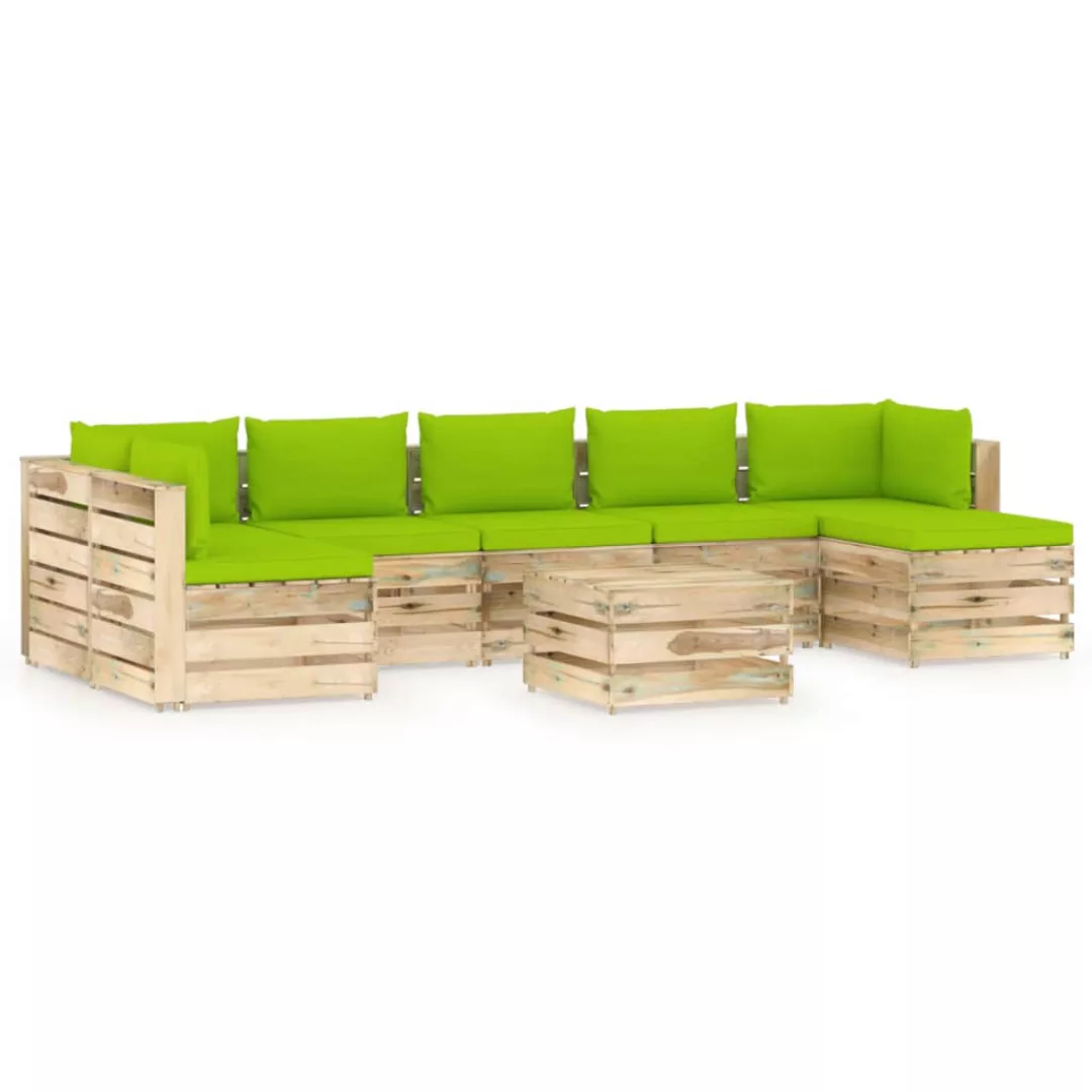 8-tlg. Garten-lounge-set Mit Kissen Grün Imprägniertes Holz günstig online kaufen