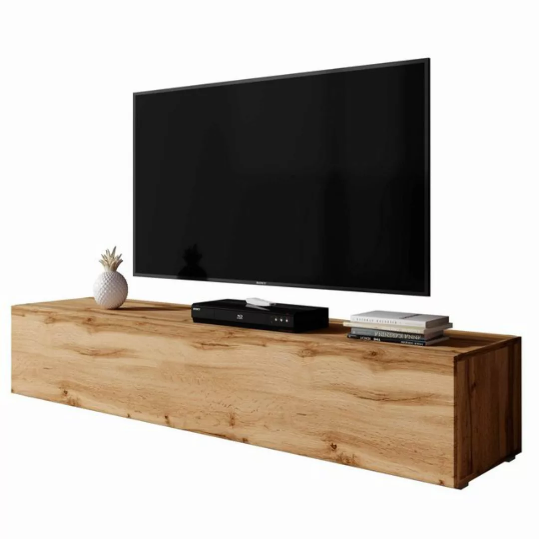 Furnix TV-Schrank ZIBO TV-Kommode 160 cm 3 Ablagen mit Klappen Eiche Wotan günstig online kaufen