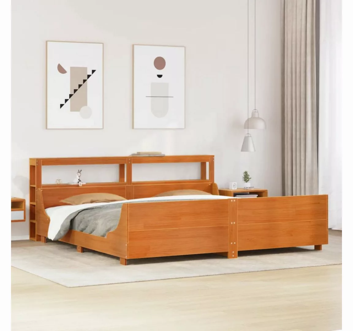 vidaXL Bett, Massivholzbett ohne Matratze Wachsbraun 200x200 Kiefernholz günstig online kaufen