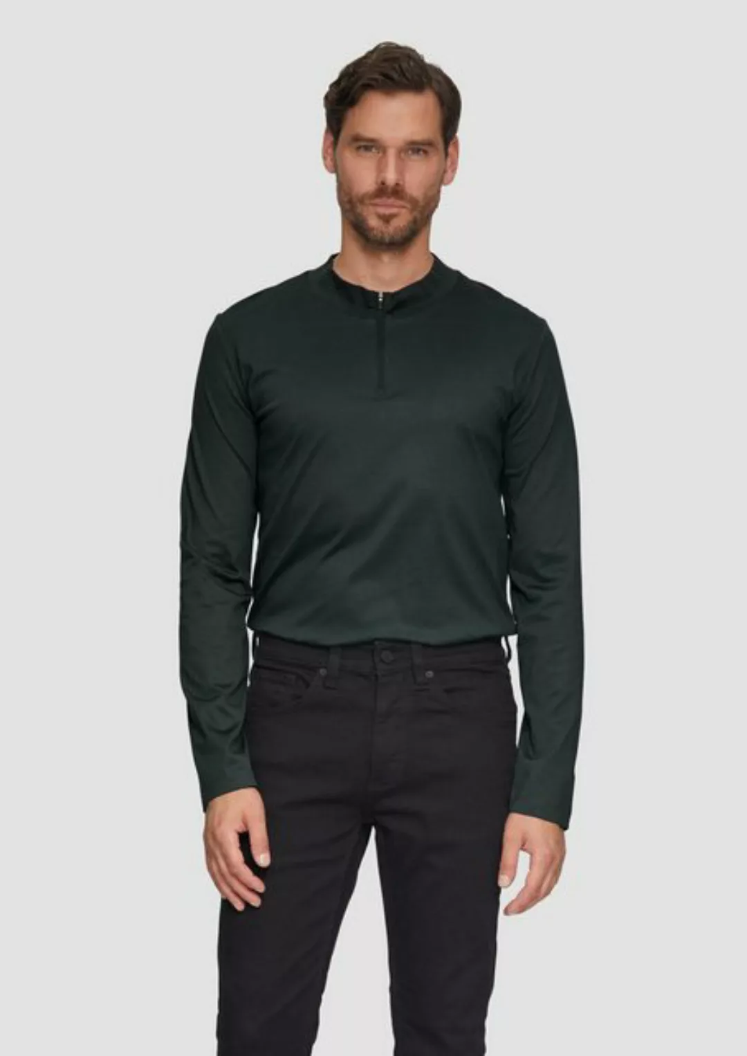 s.Oliver BLACK LABEL Langarmshirt Langarmshirt mit Reißverschluss aus merce günstig online kaufen