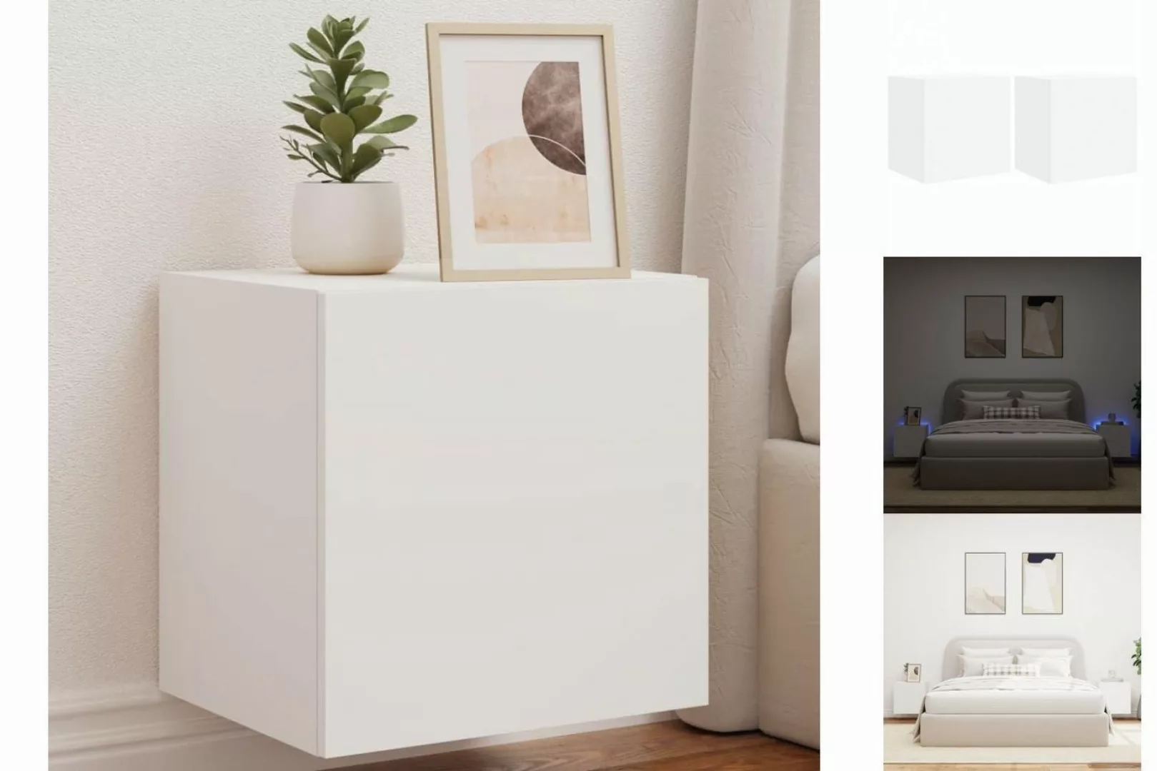 vidaXL Kleiderschrank TV-Wandschränke mit LED-Leuchten 2 Stk Weiß 40,5x35x4 günstig online kaufen
