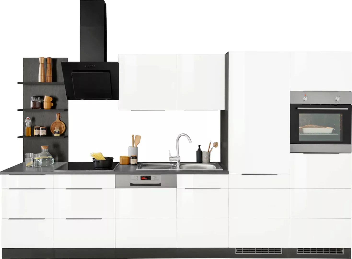 Kochstation Küchenzeile "KS-Brindisi", mit E-Geräten, Breite 340 cm günstig online kaufen