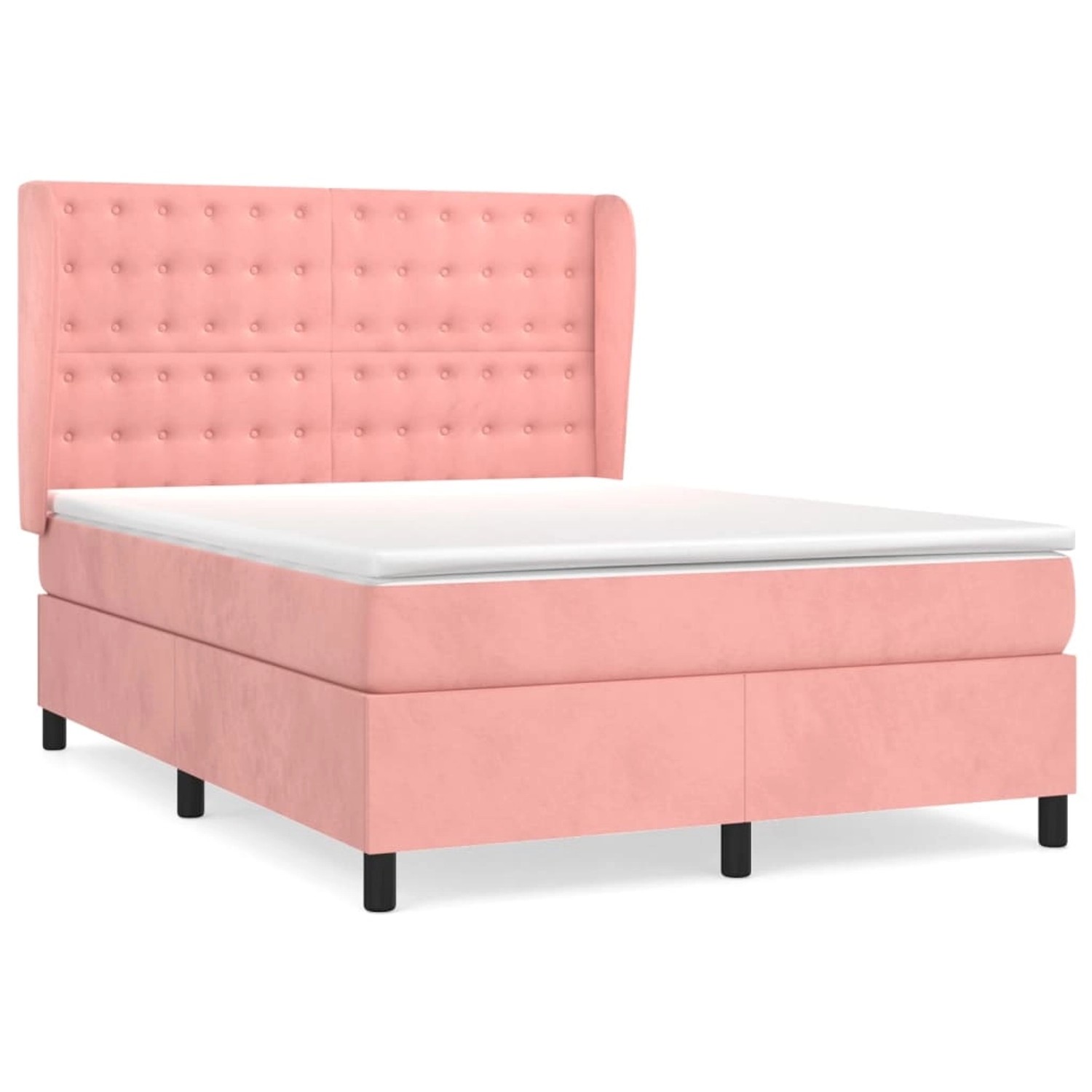 vidaXL Boxspringbett mit Matratze Rosa 140x190 cm Samt1372968 günstig online kaufen