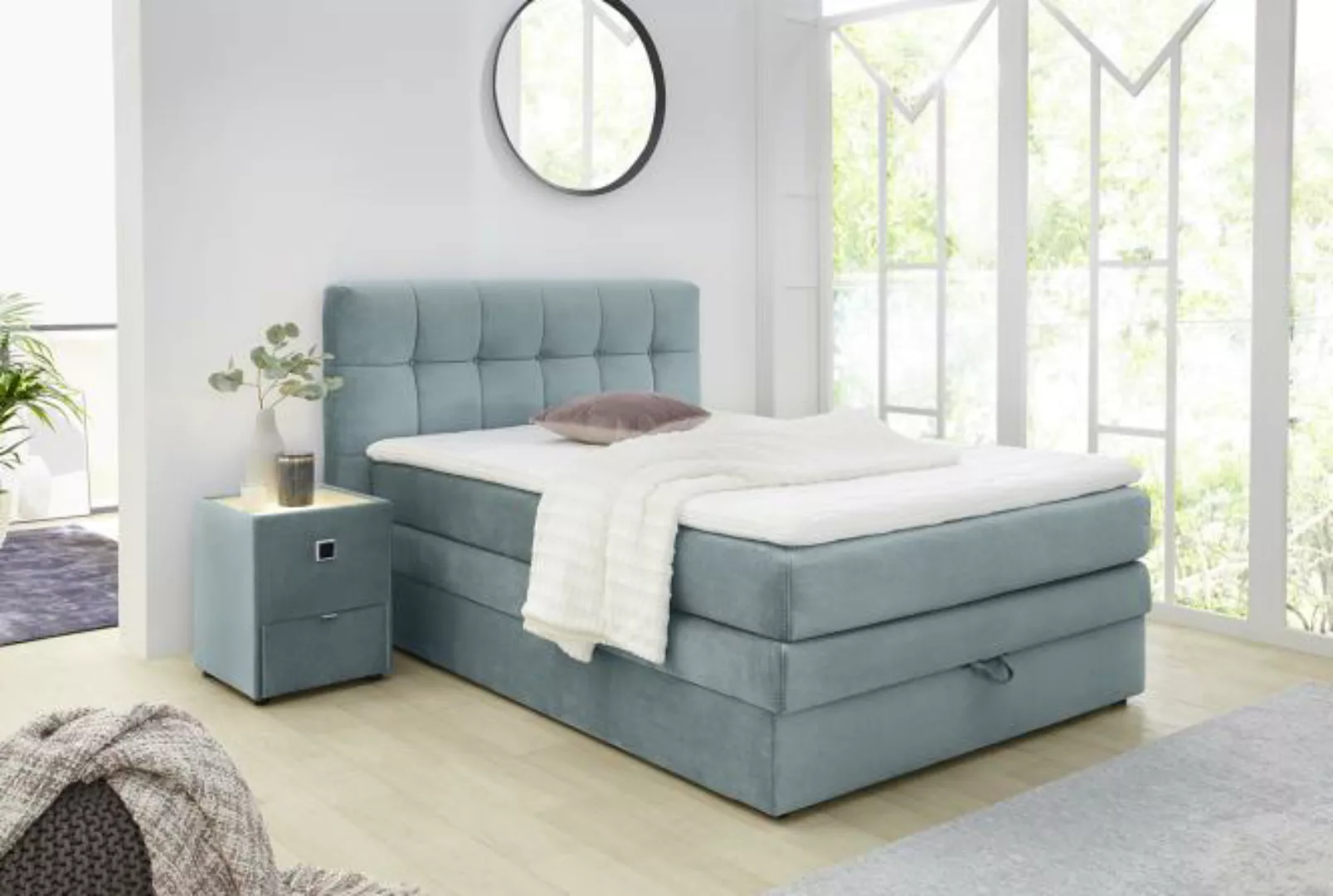140x200 Boxspringbett inkl. Topper und Tonnen-Taschenfederkern-Matratze AMY günstig online kaufen
