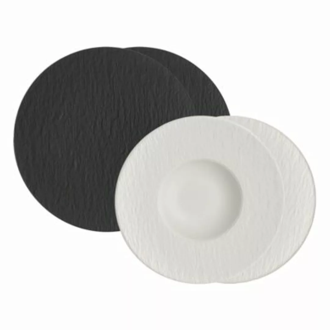 Villeroy & Boch Manufacture Rock Pasta Set schwarz weiß 4-teilig Speisetell günstig online kaufen
